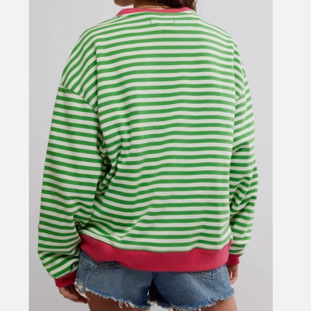 NWT Free People We The Free Classic Striped Oversized Crewneck - Picture 6 of 12
